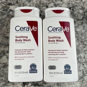CeraVe Soothing Body Wash for Dry Skin and Eczema, 10 OZ Buyer gets 2 bottles.